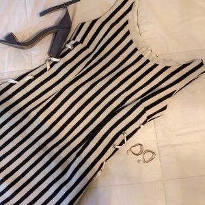 Modest A-Line Striped Dress